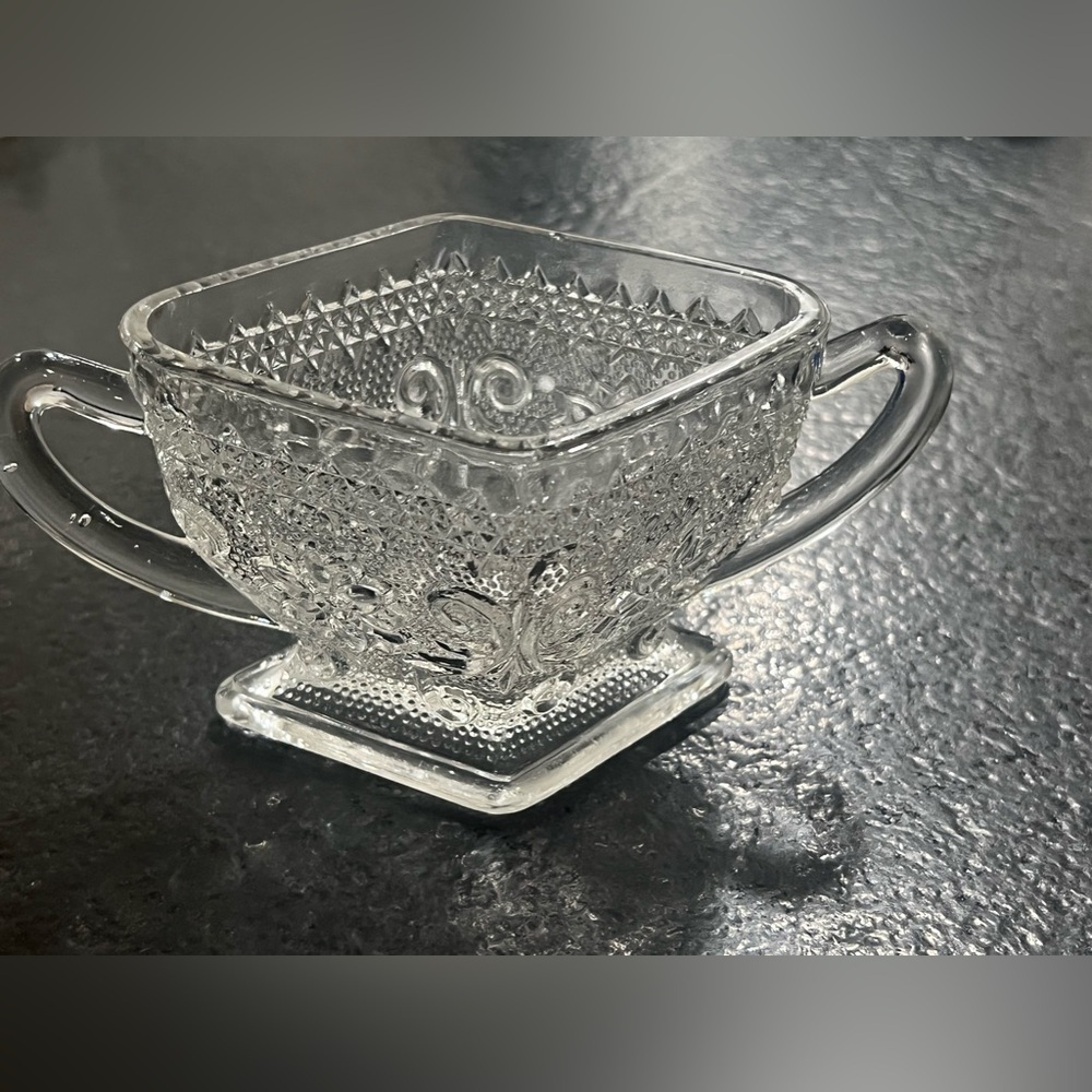 Indiana Glass Vintage Cream and Sugar set Sandwich glass Diamond Shape. - Picture 2 of 4